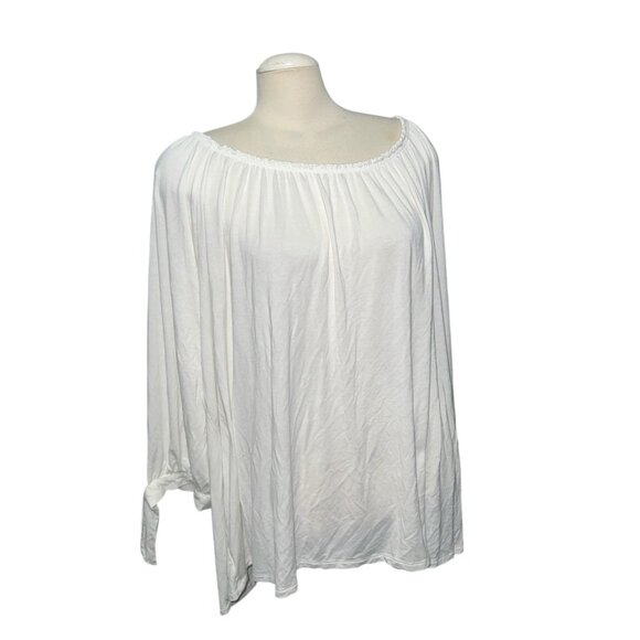 Womens Off-Shoulder White Peasant Blouse W/ Tie Sleeves By Est 1946 Size 26/28 W - Picture 1 of 9